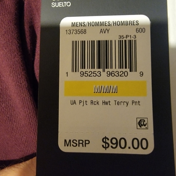 Under Armour Project Rock Jogger Pants Medium Mens Maroon Heavyweight Terry - Picture 7 of 7